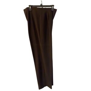 Kim Rogers Womens Brown Straight Leg Pleated Pants Size 14 side zipper Nice!
